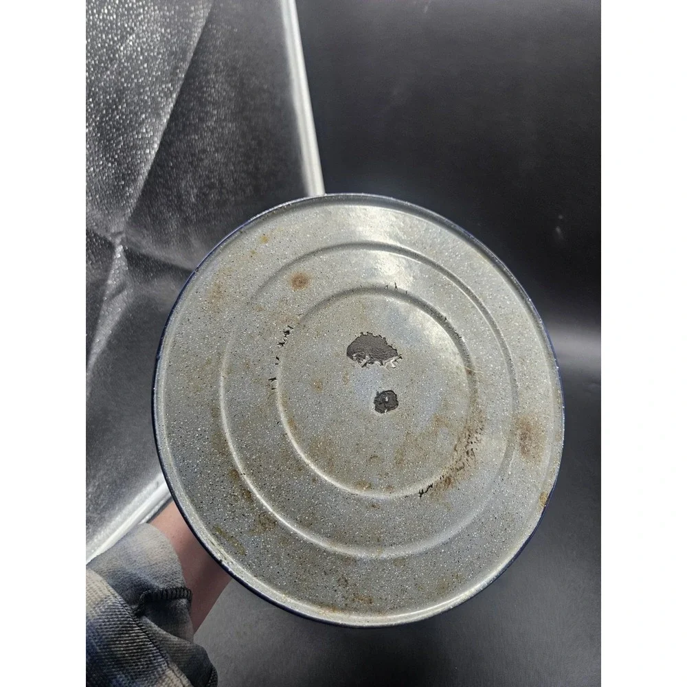 Large Blue Spatterware Enamel Tea Kettle